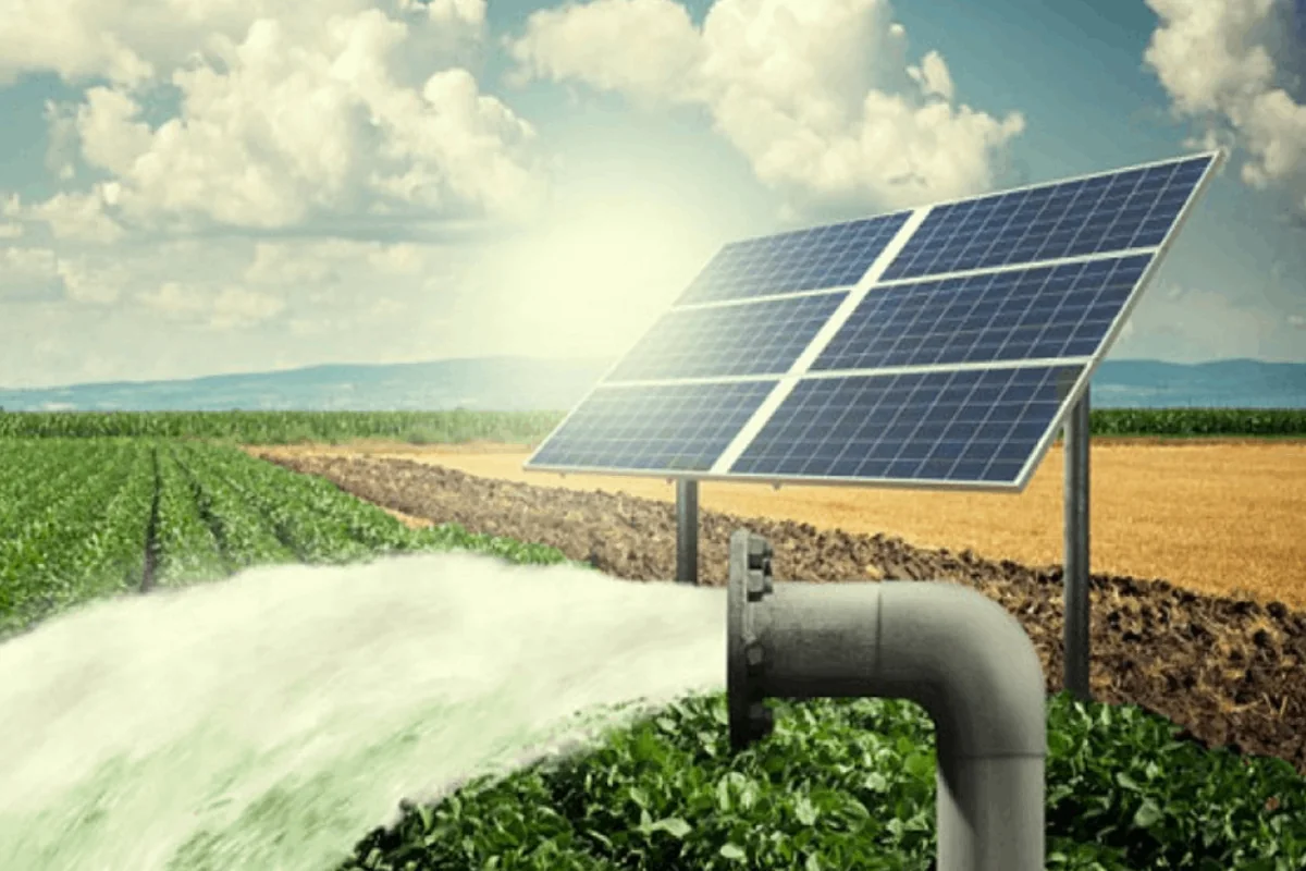 Solar water pump irrigating farmland